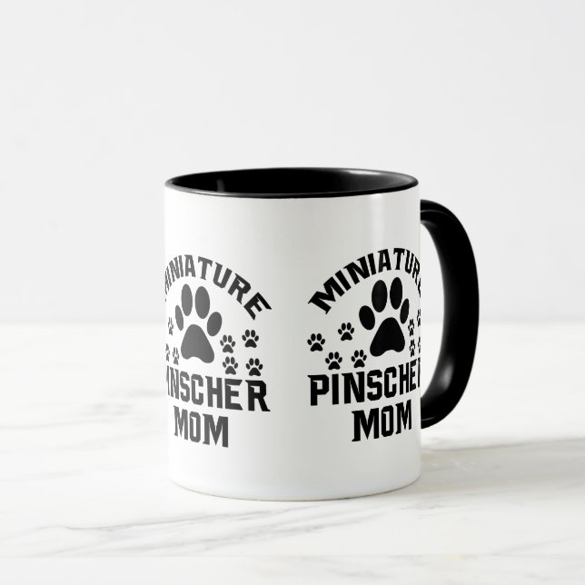 Caneca Café com Pegada de Miniature Pinscher Mãe Amante d (Frente Esquerda)