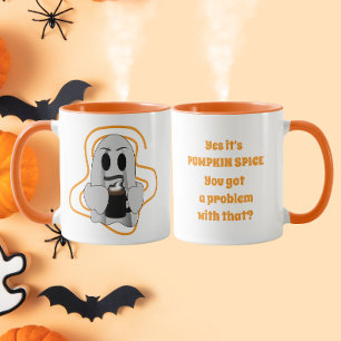 Caneca Café com Tempero de Abóbora Fantasma Engraçado