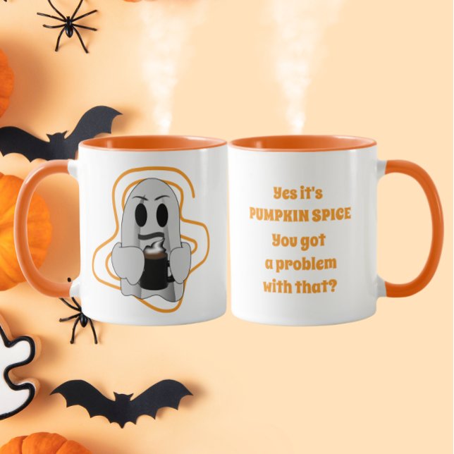 Caneca Café com Tempero de Abóbora Fantasma Engraçado (Criador carregado)