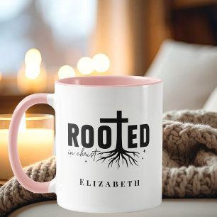 Caneca Café Cristão Personalizado Enraizado em Cristo