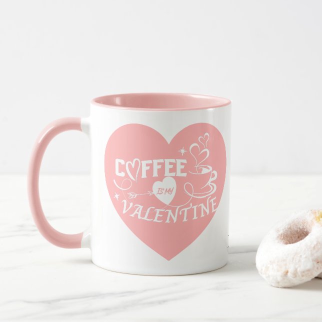 Caneca Café Customizado Amante Rosa Coração Seta Dia dos  (Com Donut)