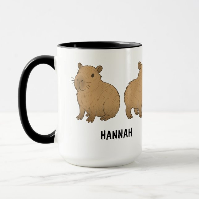 Caneca Café Customizado com Desenho à Mão de Capivara Fof (Esquerda)