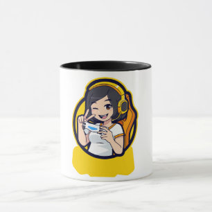Caneca Café de animação de garota animada