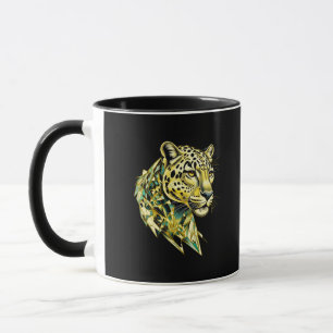 Caneca Café de Arte Abstrata de Leopardo Geométrico