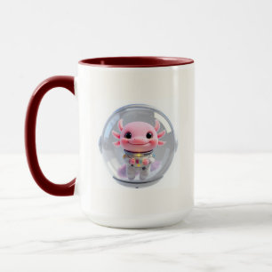 Caneca Café de Astronauta Axolote Fofo Galáxia Duas-Tons