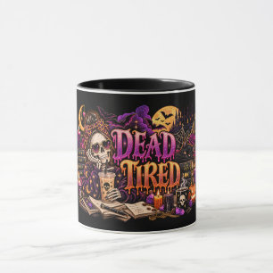 Caneca Café de Bruxa Esqueleto Gótico de Halloween Morto 