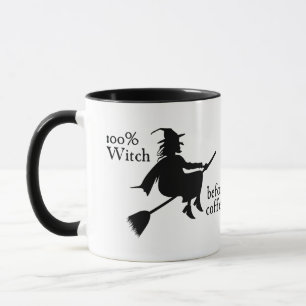 Caneca café de bruxa preto engraçado