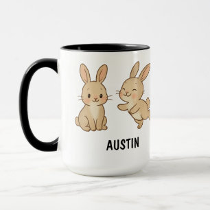 Caneca Café de coelho coelho desenhado à mão personalizad
