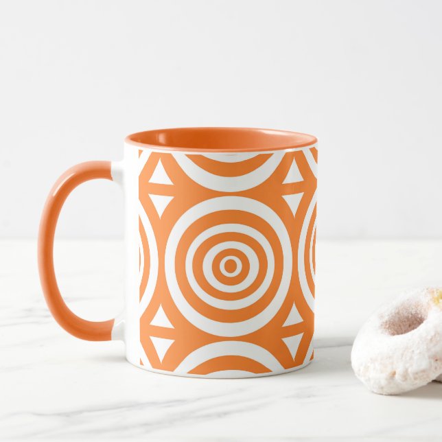 Caneca Café de cor laranja e branca (Com Donut)