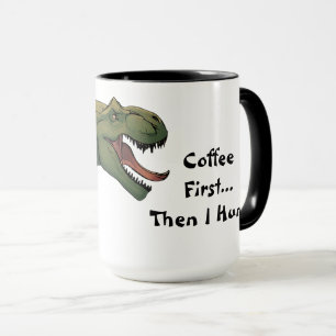 Caneca Café De Dinossauro T-Rex Primeiro E Eu Cego