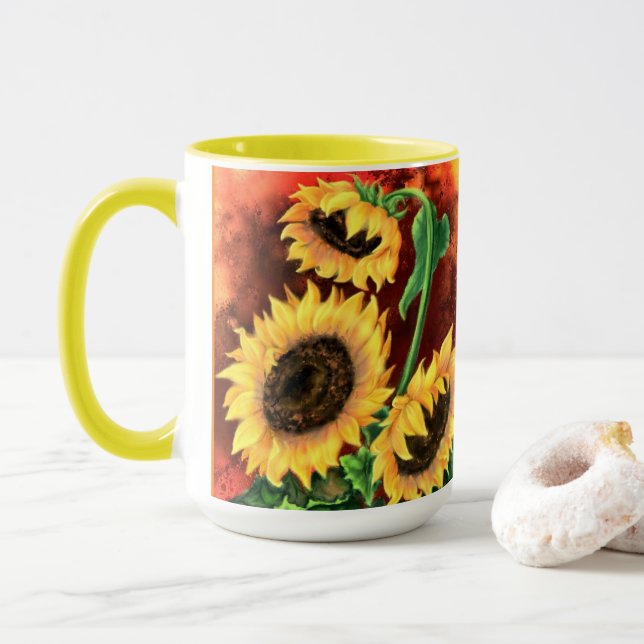 Caneca Café de girassol Mug (Com Donut)