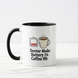 Caneca Café de Médico Engraçado Bateria Vida Gráfico
