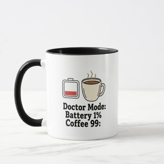 Caneca Café de Médico Engraçado Bateria Vida Gráfico (Esquerda)