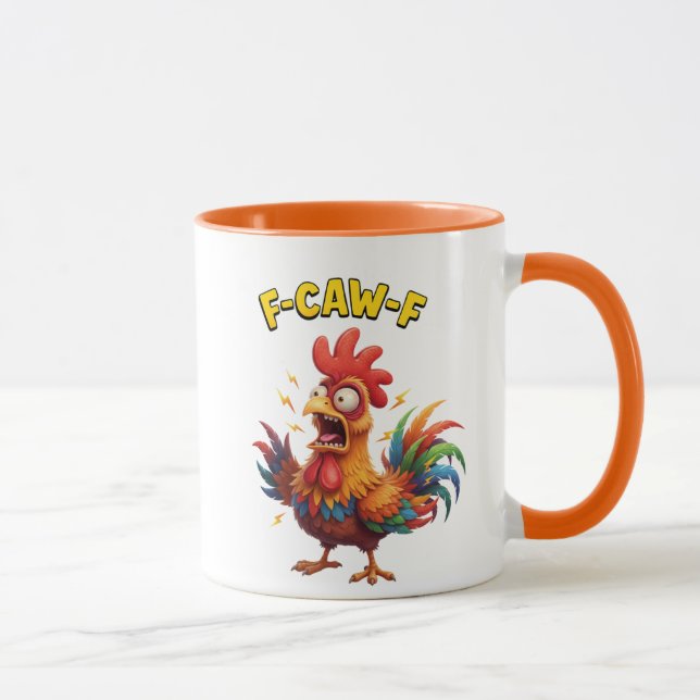 Caneca Café de Meme de Galo F-Caw-F Galinha Engraçada (Direita)