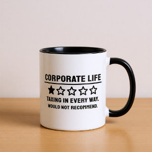Caneca Café de Revisão da Vida Corporativa Engraçada de 1