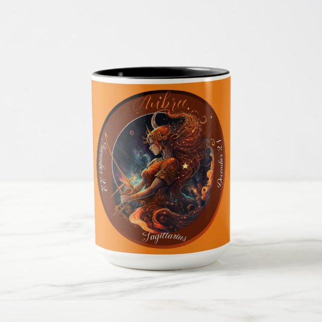 Caneca Café de Sagitário com Data Personalizável (Centro)