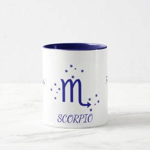 Caneca Café de Tipografia Azul Simples Escorpião Zodíaco