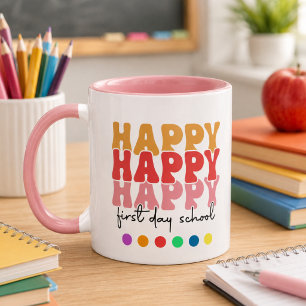 Caneca Café do Primeiro Dia de Aula Feliz