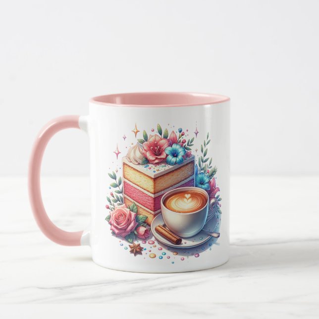 Caneca Café e Bolo de Aniversário Personalizados (Esquerda)