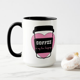 Caneca Café é minha linguagem do amor texto engraçado cor