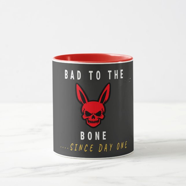 Caneca Café Edgy Y2K Bad To The Bone Crânio de Cachorro e (Centro)