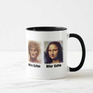 Caneca Café Engraçado Antes e Depois - Da Vinci Mona Lisa