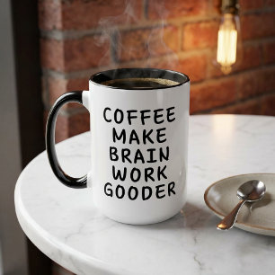 Caneca Café Engraçado Faz o Cérebro Funcionar Melhor