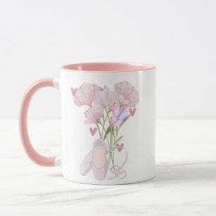 Caneca Café Estético de Sapatilhas de Ballet Floral Vinta
