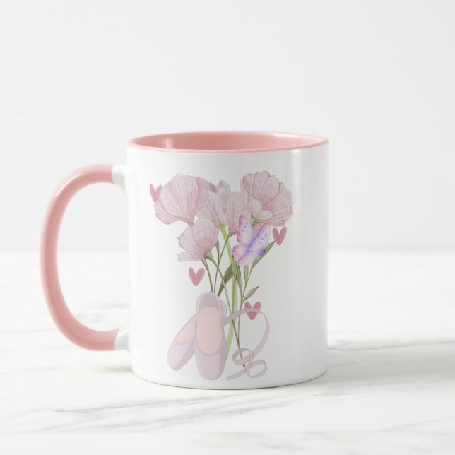 Caneca Café Estético de Sapatilhas de Ballet Floral Vinta (Esquerda)