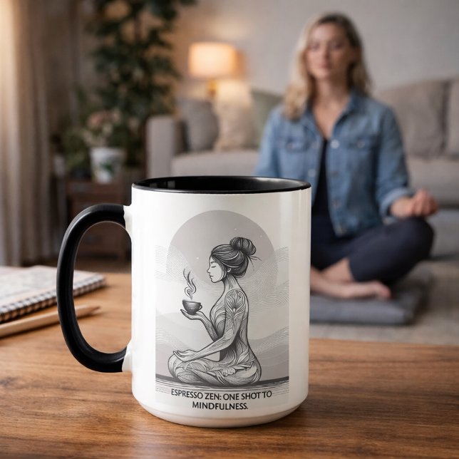 Caneca Café Expresso Consciente Meditação Zen Uma Dose Bu (Criador carregado)