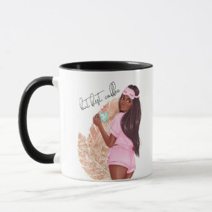 Caneca Café Falso Brilho Menina Cabelo Vermelho Marrom Ro