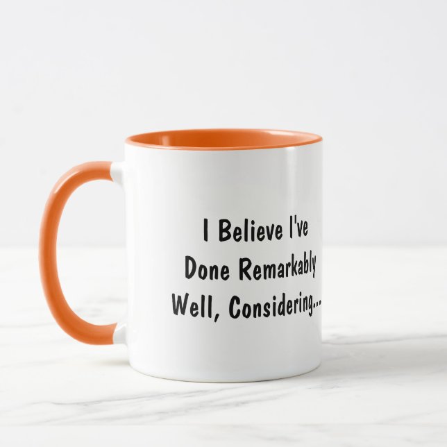 Caneca Café "Fiz Notavelmente Bem" Hilarante (Esquerda)