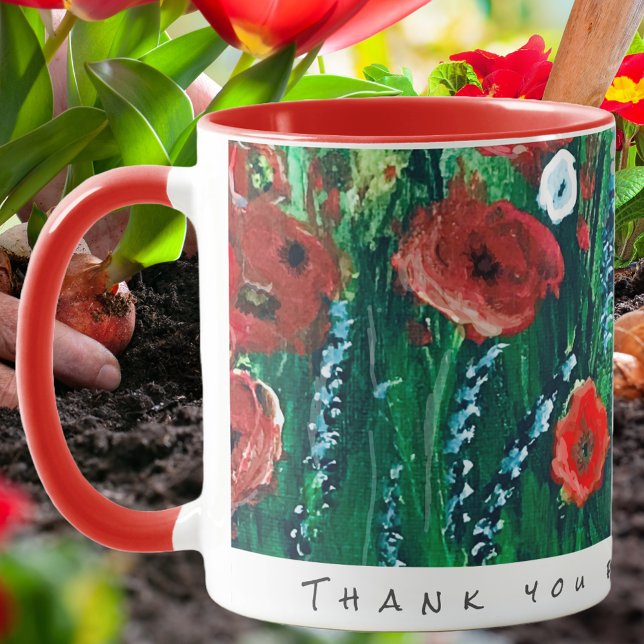 Caneca Café Flor Para Seu Presente De Pintura Acrílica (Criador carregado)
