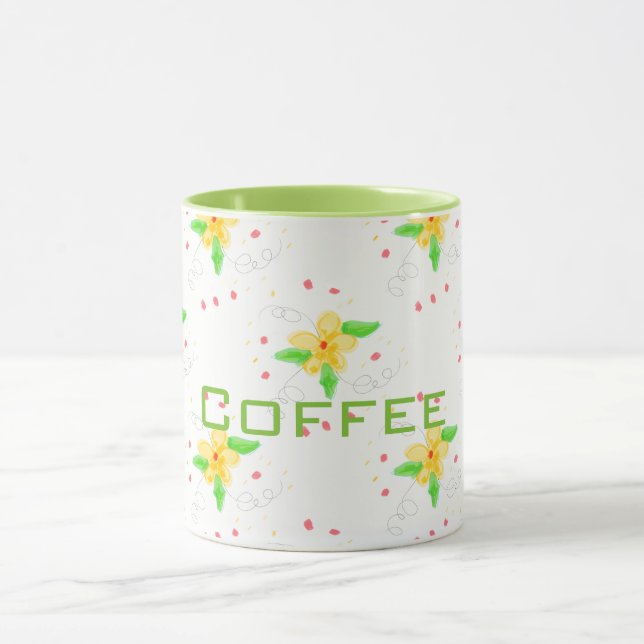 Caneca Café Floral Amarelo Mug (Centro)