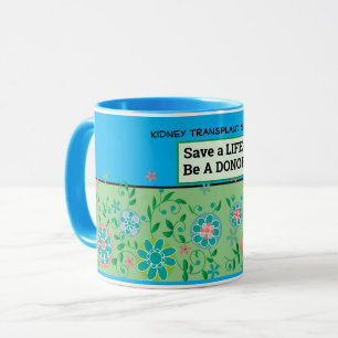 Caneca Café Floral de Doação de Transplante Personalizáve