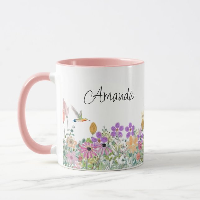Caneca Café Floral de Flores Silvestres e Verdura (Esquerda)
