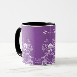 Caneca Café Floral Roxo
