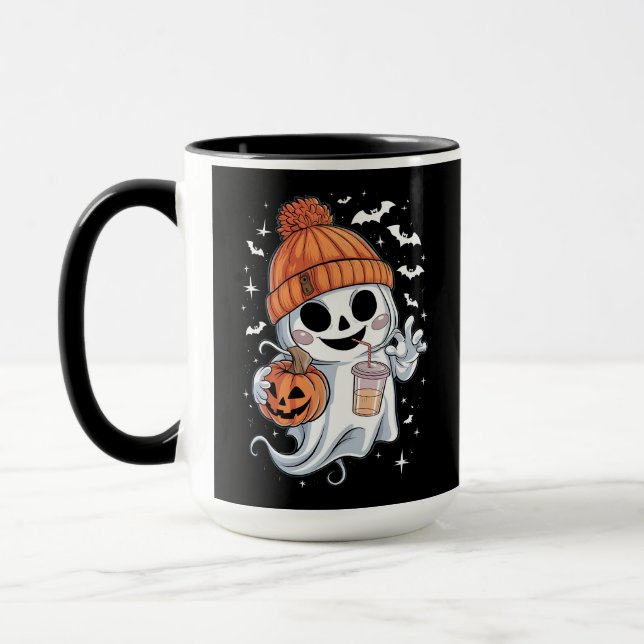 Caneca Café Ghost Bebendo Bonito Café Halloween Café Forç (Esquerda)