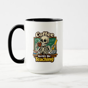 Caneca Café Me Mantém Ensino – Esqueleto de Professor Eng