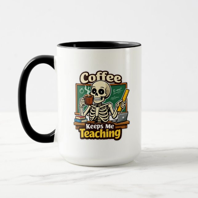 Caneca Café Me Mantém Ensino – Esqueleto de Professor Eng (Esquerda)