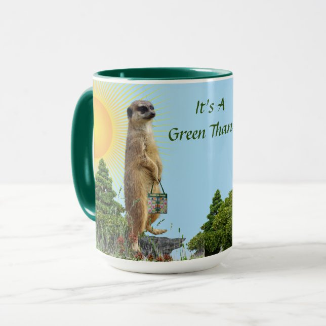 Caneca Café? Meerkat Animal Cup 'GreenThang' (Frente Esquerda)