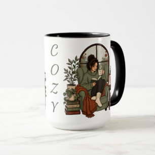 Caneca Café Menina Aconchegante Livros Dias Chuvosos Desi