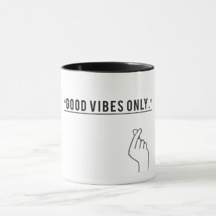 Caneca Café Motivacional Minimalista "Apenas boas vibraçõ