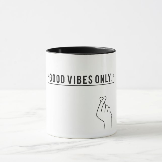 Caneca Café Motivacional Minimalista "Apenas boas vibraçõ (Centro)