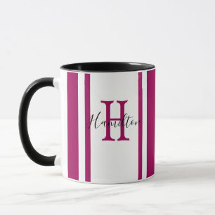 Caneca Café Mug - HAMbyWG - Rosa com Stripe Branca