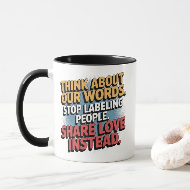 Caneca Café Mug Pense em nossas palavras (Com Donut)