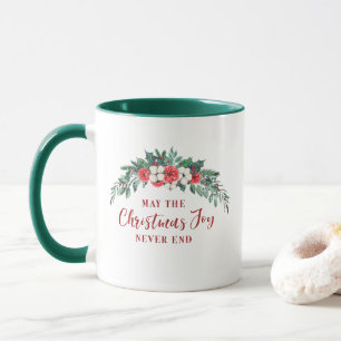 Caneca Café Natal Joy Evergreen Buquê Feriado