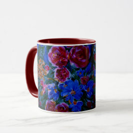 Caneca Café ou chá vermelho, azul e marrom