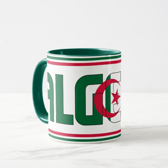 Caneca Café Patriótico com Bandeira Nacional da Argélia (Frente Esquerda)