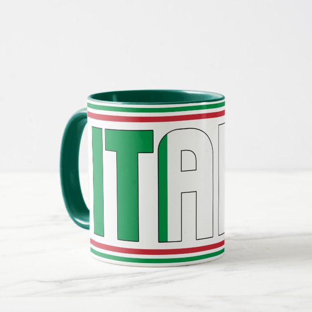 Caneca Café Patriótico com Bandeira Nacional da Itália (Frente Esquerda)